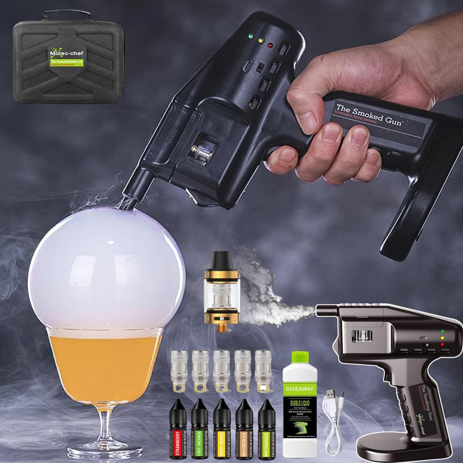 Cocktail Smoker Kit, Smoke Gun Bubble, Portable Handheld Cold Smoker Gun
