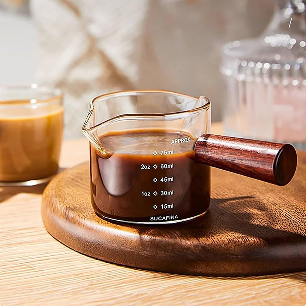 Espresso Measuring Cup 75 Ml with wooden Handle