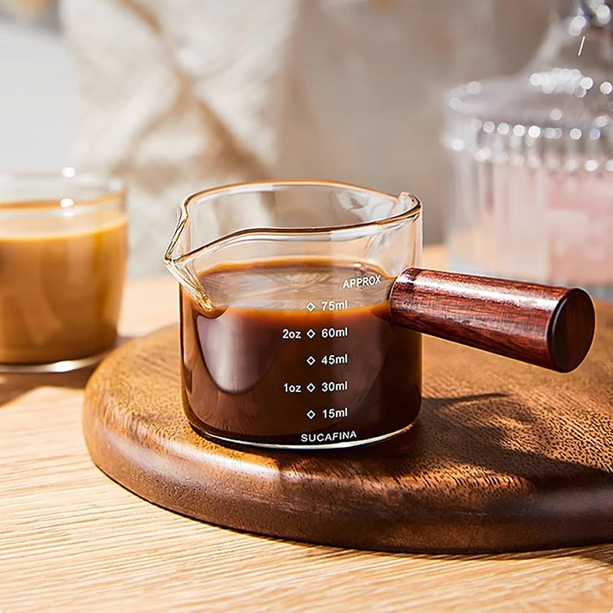 Espresso Measuring Cup 75 Ml with wooden Handle