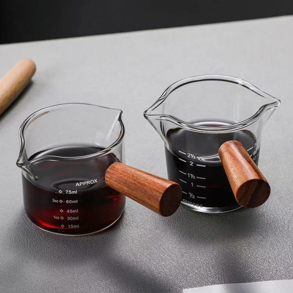 Espresso Measuring Cup 75 Ml with wooden Handle