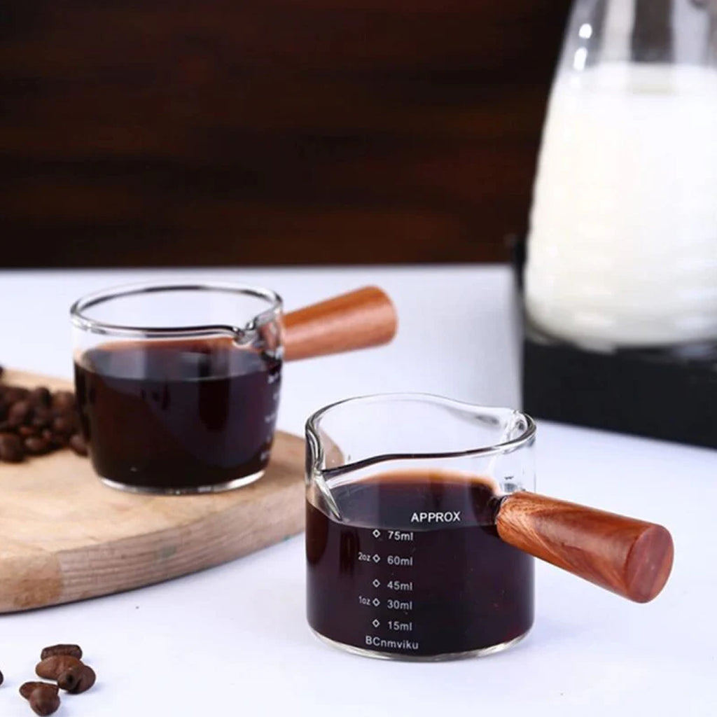 Espresso Measuring Cup 75 Ml with wooden Handle